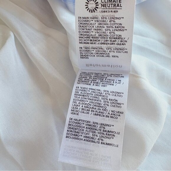 NEW Reformation Piper Mini Skirt Gingham Blue Crystal Check | US 2 UK 6 - Picture 9 of 9